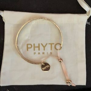 Peach Ribbon & Gold bangle bracelet (by Phyto)